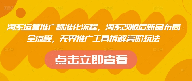 淘系运营推广标准化流程，​淘系改版后新品布局全流程，无界推广工具拆解高阶玩法-柚子网创