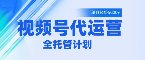 视频号代运营2.0，全程托管招募，单月轻松变现5k【揭秘】-柚子网创